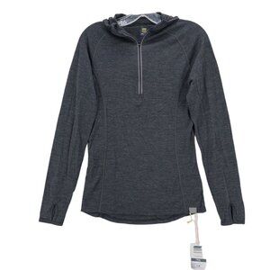 NWT MERIWOOL LAYERS 190 Ultra Fine Merino Wool Hoodie 1/4 Zip Womens Washable XS